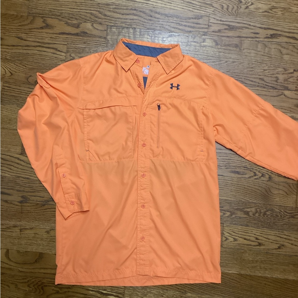 Under Armour Flats Guide outdoor shirts Orange And Dark baby blue Small - Picture 5 of 16